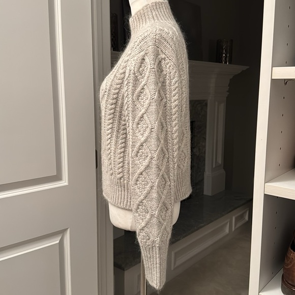 NWT rag & bone Brody Turtleneck Cable Knit Boxy Sweater Wool Angora blend Sz S - Picture 3 of 10